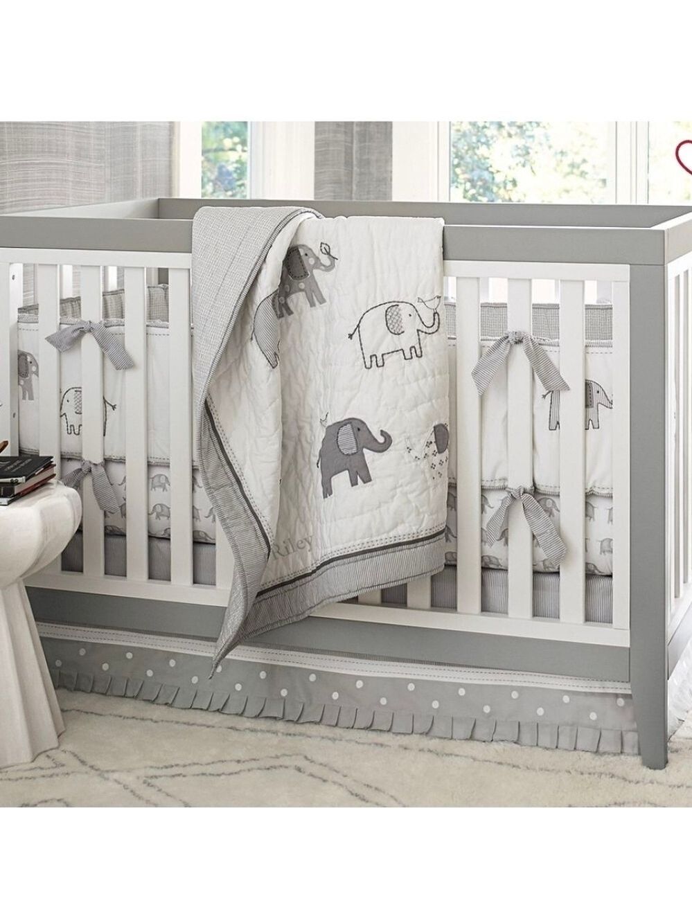 Pottery Barn Taylor Elephant Gray Crib Bedding Set **Host Pick**